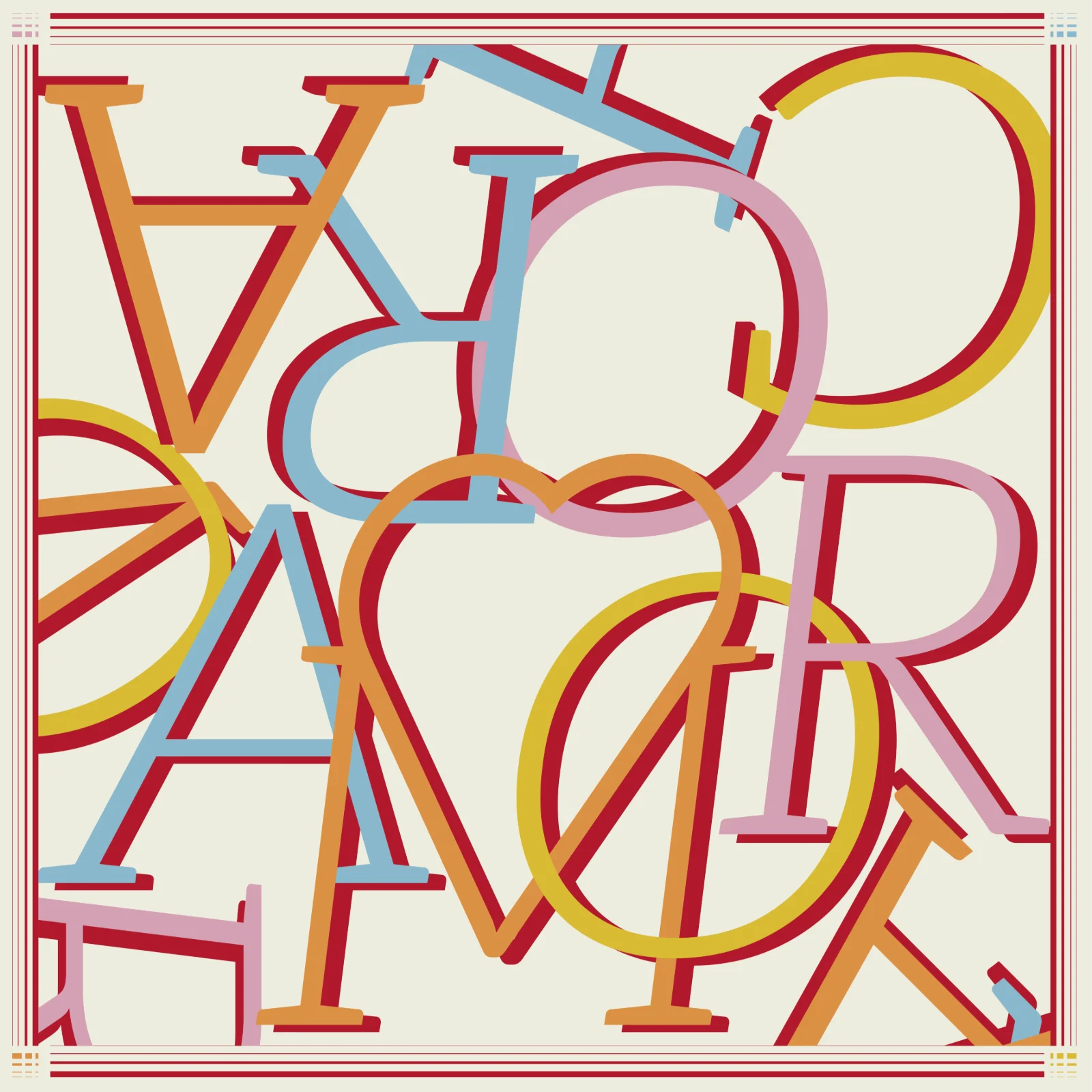 CORA AMOR print, Ivory colorway