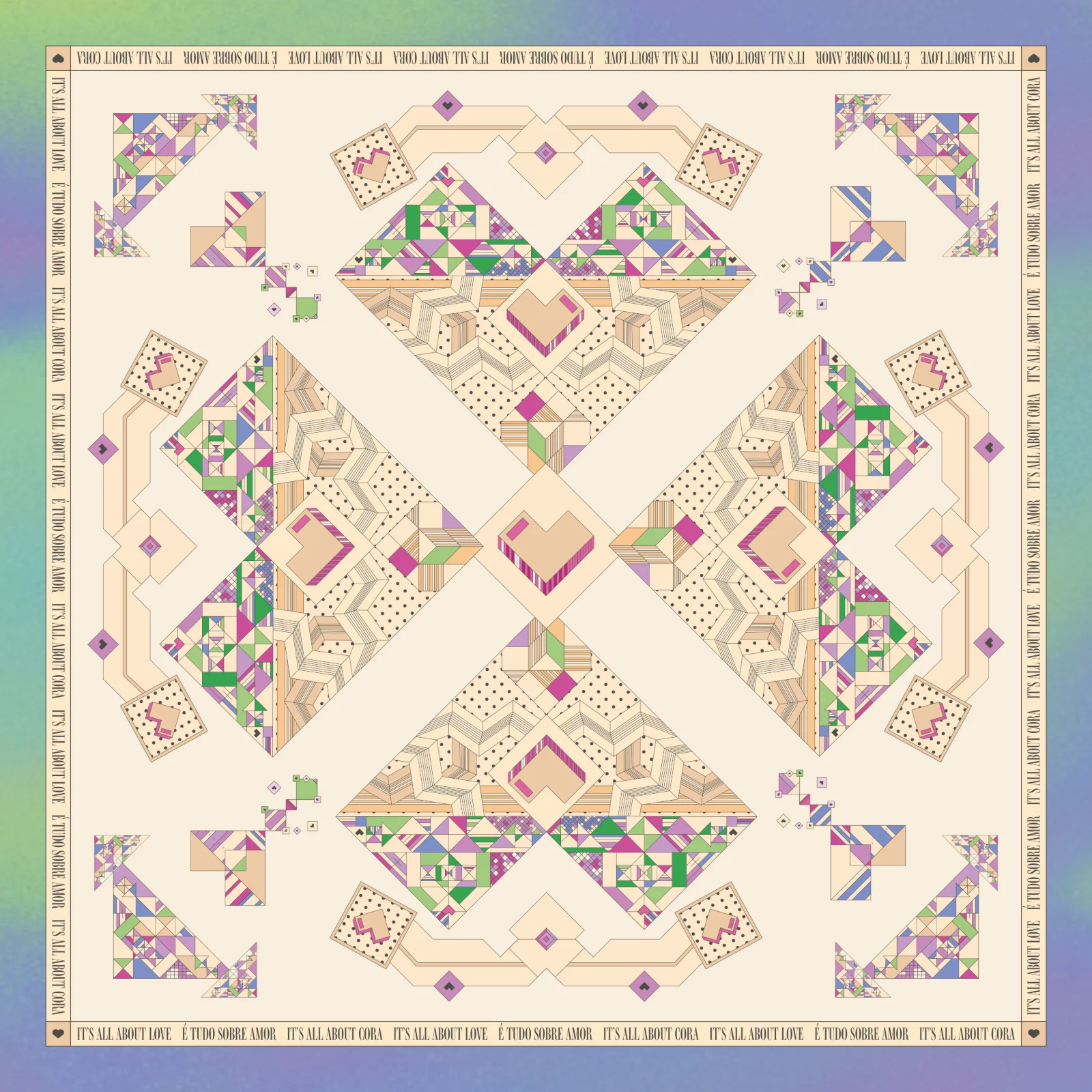 DIGITAL LOVE print, Purple and Green colorway