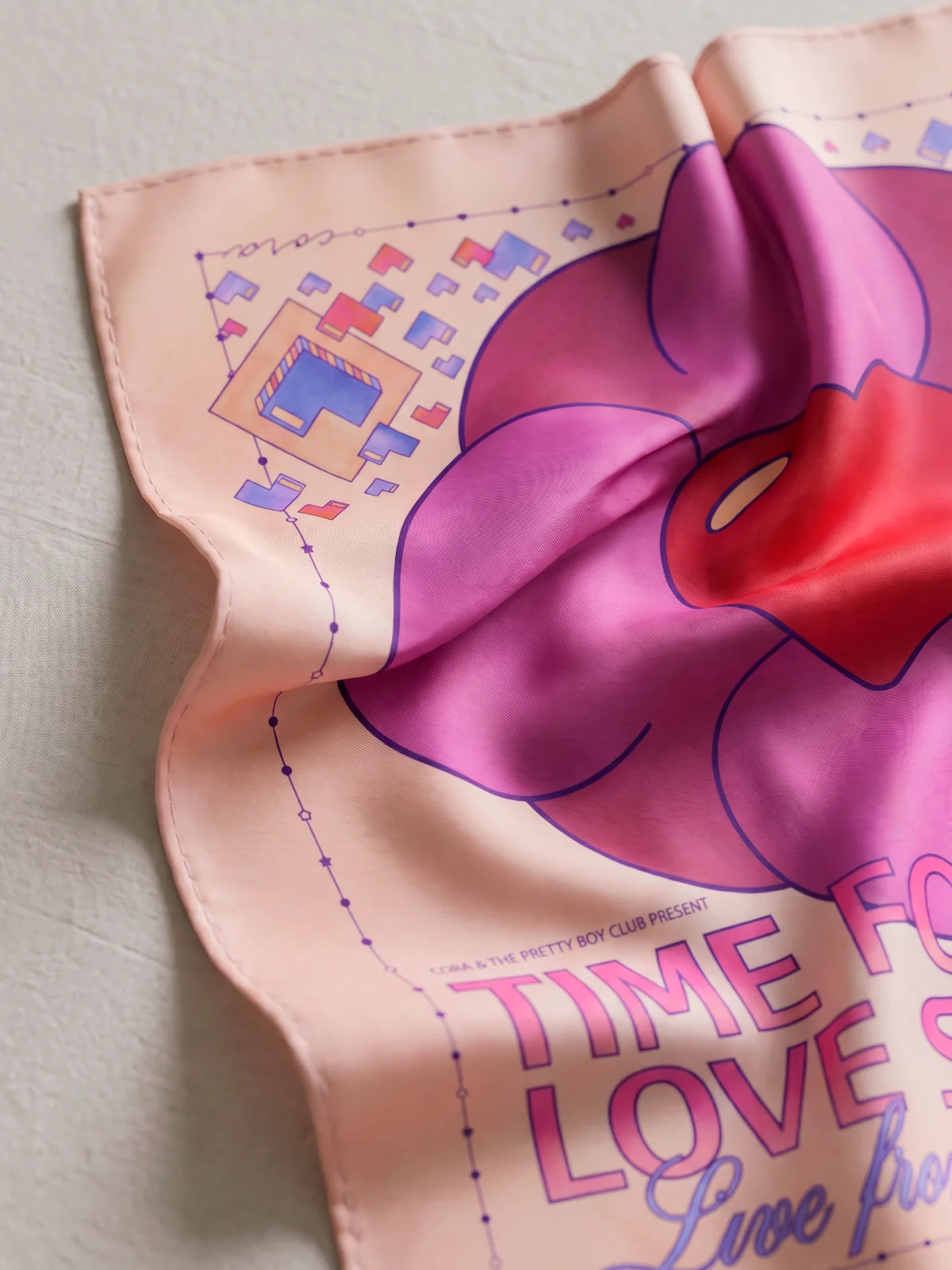 LOVE SONG scarf in Latte and Purple, styled